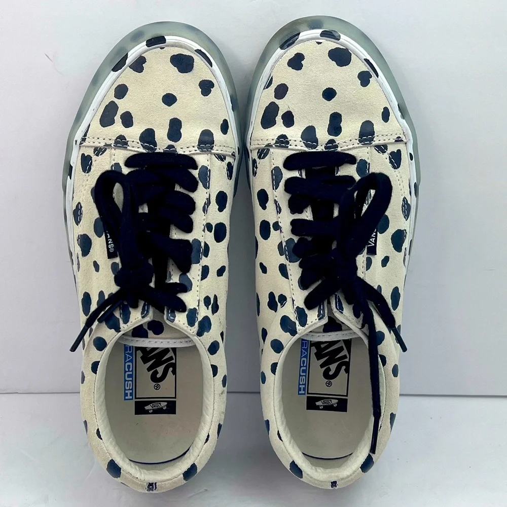 VANS OLD SKOOL NS VLT LX DALMATION, UPPER LEATHER, CRAM & BLACK, M 7.5, W 8.5